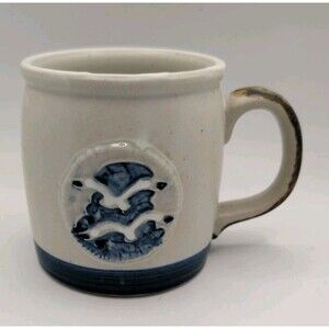 Seagull Otagiri Cup Mug Speckled Stoneware Blue And Light Gray Vintage Coastal